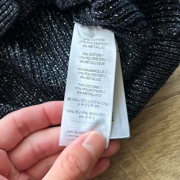 J. Crew Metallic Navy V Neck Sweater XS - Picture 6 of 6